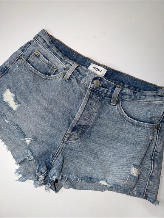 pistola Pants - pistola Light Blue Distressed Frayed Hem Denim Shorts Women’s size 29